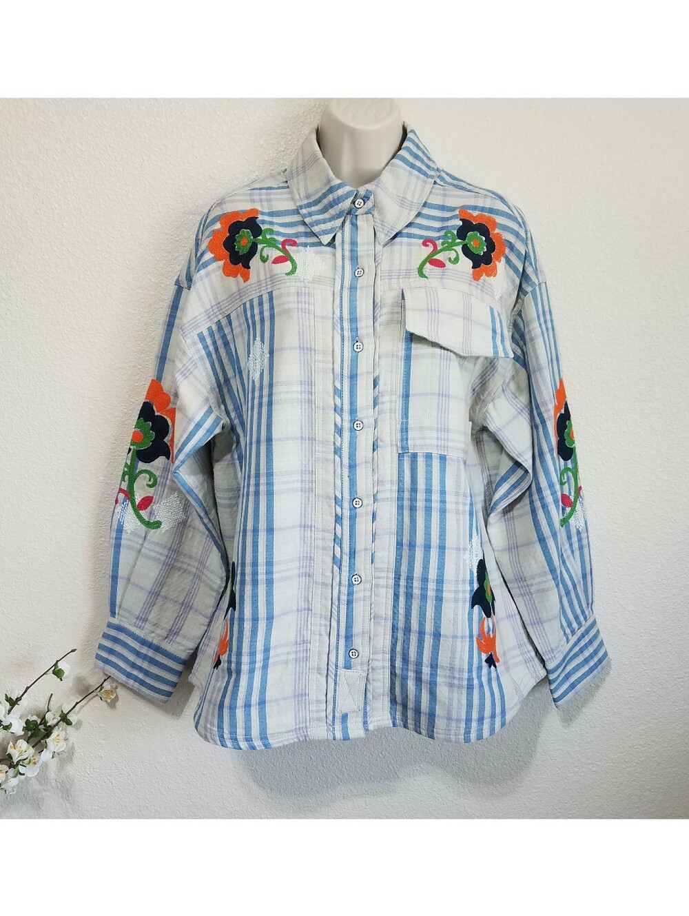 Free People We The Free Embroidered Sashiko Shirt